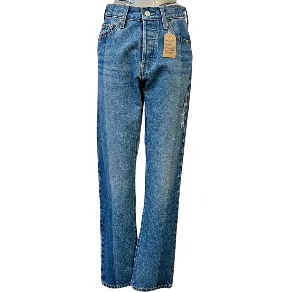 NWT Levi's 501 High Rise Straight Leg Jeans Laser Craft Two Tone Women's Size 25